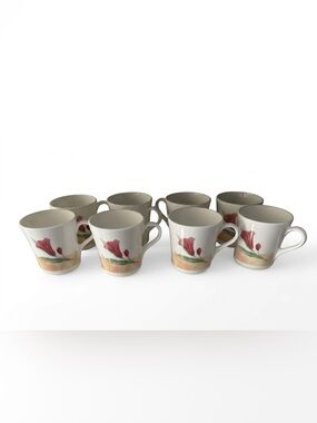 VTG Corning Ware Three Dreams Calla Lily Mugs Set of 8